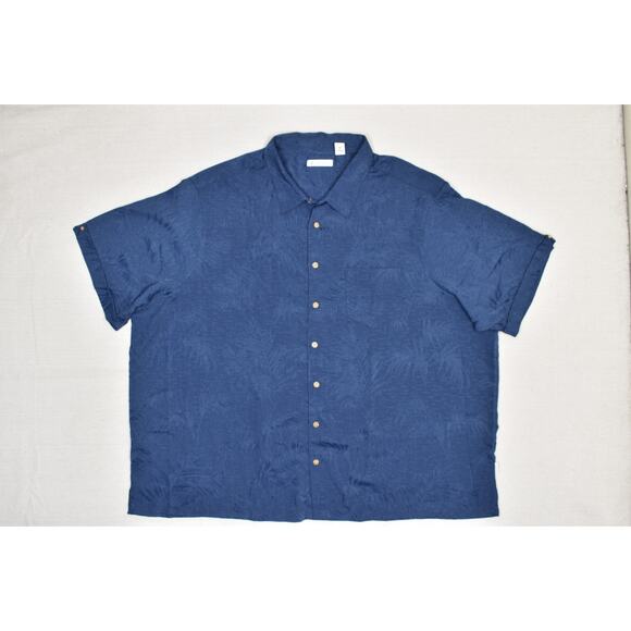 Cubavera Shirt Mens 4XL Palm Leaf Jacquard Button Up Short Sleeve Lightweight - Picture 1 of 8